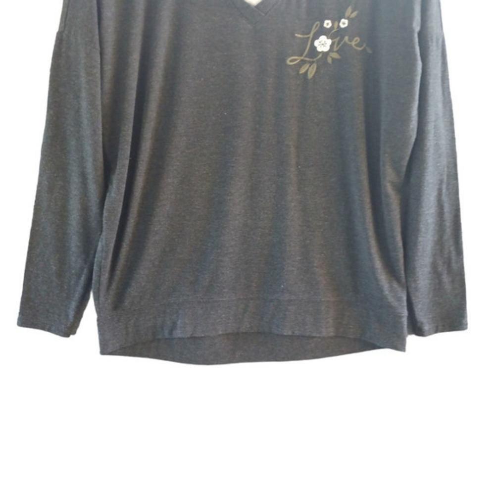 Life Is Good Supreme Blend Pullover Women XS Gray Embroidered Love Oversized - Picture 4 of 13